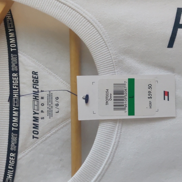 TOMMY HILFIGER Sport Warm Women's Logo Print White Sweatshirt. Size L - Picture 4 of 6